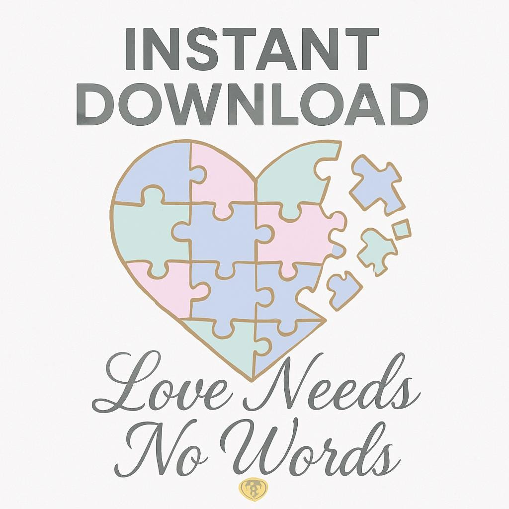 Love Needs No Words Autism Puzzle Heart pgn