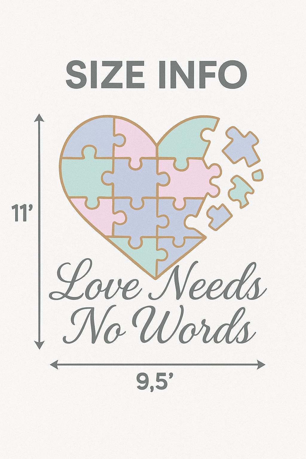 Love Needs No Words Autism Puzzle Heart pgn